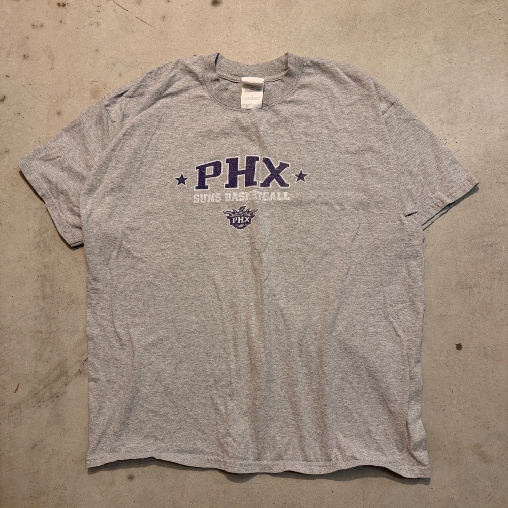 Gildan T-Shirt Mens XL Grey Good PHX Suns Basketball Graphic Heavyweight Tee